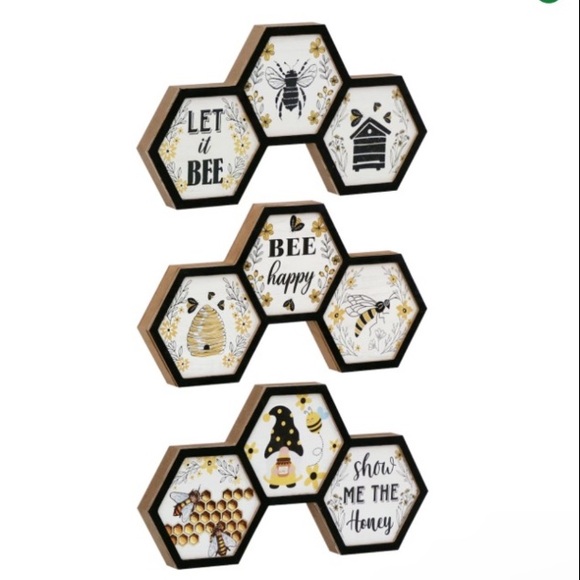 NWT- Black Wooden- Hexagonal- LET IT BEE 🍯🐝 Decoration Sign - Picture 12 of 14